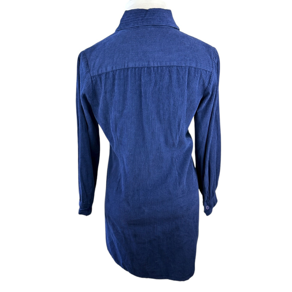 Vintage April Cornell Cotton Corduroy Button Front Shirt Dress Blue Size Medium - Picture 9 of 13